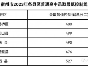 宿州市2023年普通高中录取最低控制线公布！