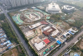 全方位航拍宿州市奥体中心10月项目进度