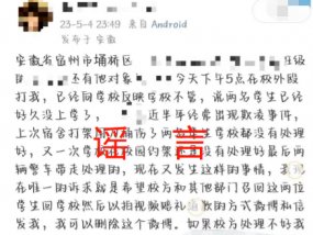 宿州某学校惊现校园欺凌、约架动刀子？造谣校园霸凌！成某被罚！